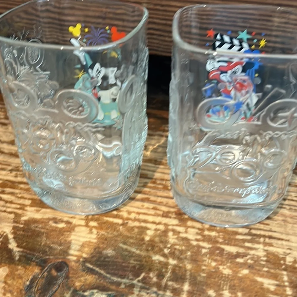 Disney Millennium Celebration Glasses Set of 2 Mickey Mouse McDonalds Collectors